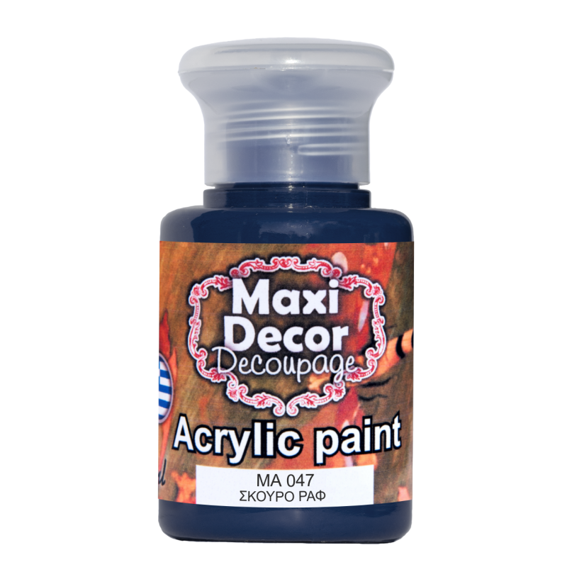 Ακρυλικό χρώμα 60 ml (ΣΚΟΥΡΟ ΡΑΦ) MAXI DECOR  MA-047