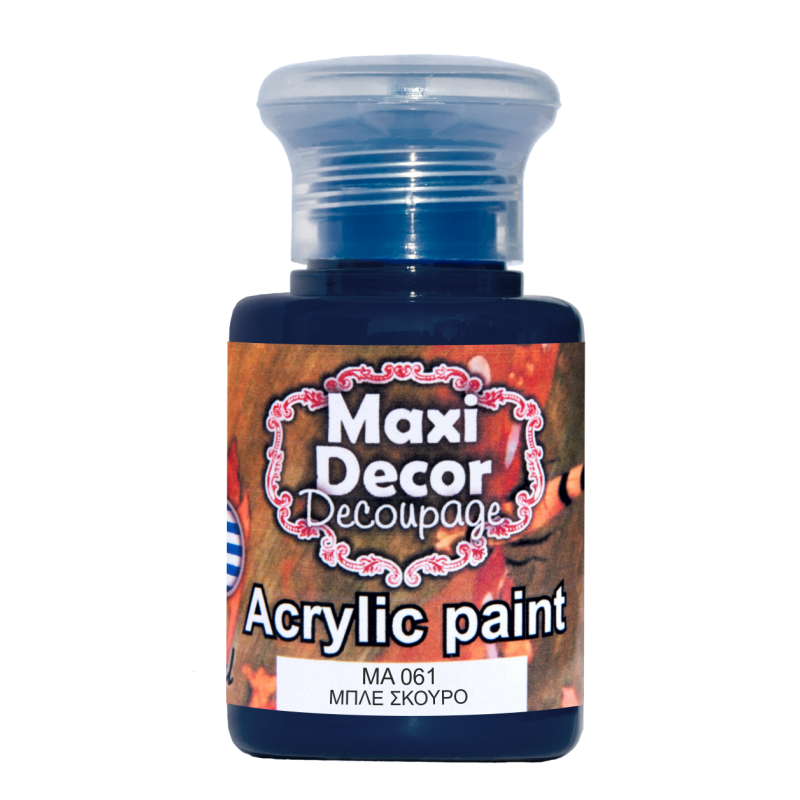 Ακρυλικό χρώμα 60 ml (ΜΠΛΕ ΣΚΟΥΡΟ) MAXI DECOR  MA-061